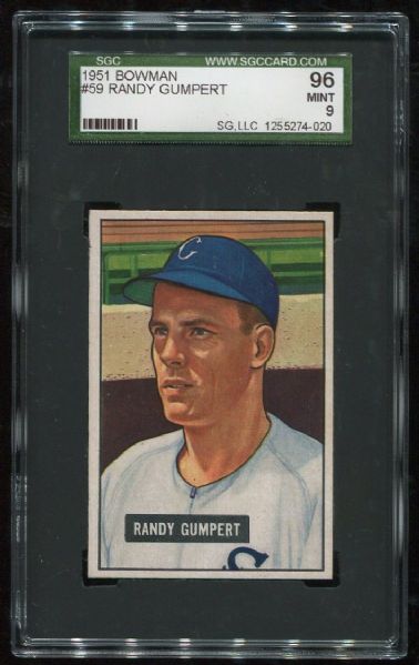 1951 Bowman #59 Randy Gumpert SGC 96