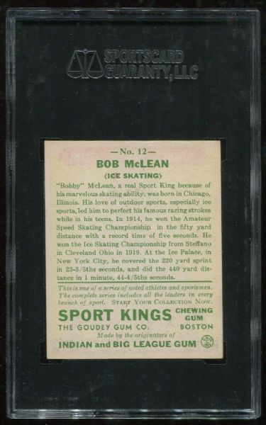 1933 Sport Kings Gum #12 Bobby McLean SGC 88