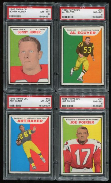 1965 Topps CFL Lot of 8 Assorted PSA 8