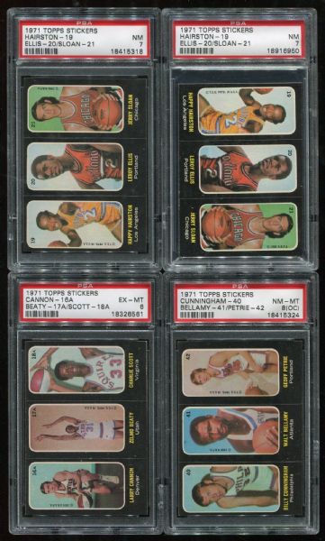 1971 Topps Stickers Trios Lot of 10 Assorted PSA 6-7 With Stars
