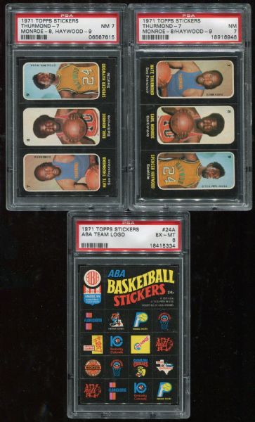 1971 Topps Stickers Trios Lot of 10 Assorted PSA 6-7 With Stars