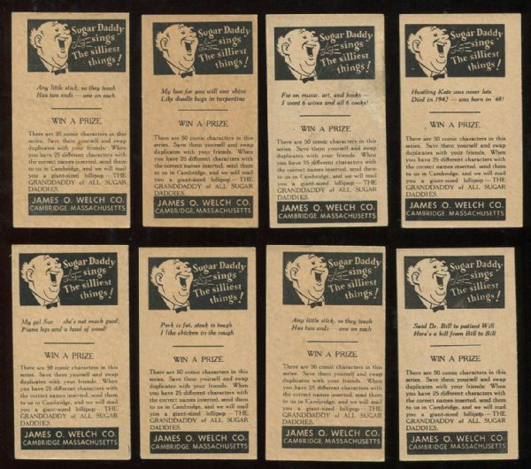 1949 James O. Welch Co. Sugar Daddy Lot of 8 Assorted