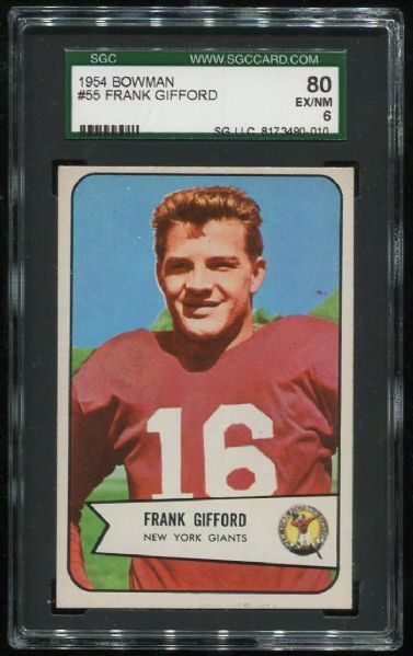 1954 Bowman #55 Frank Gifford SGC 80