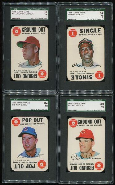 1968 Topps Game Lot of 4 SGC 84 with Aaron, Rose, Santo, Cepeda