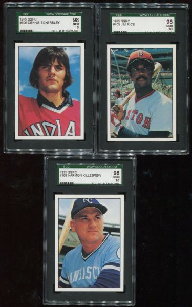 1975 SSPC Lot of 6 SGC 98 Hall of Famers with Mays & Rice