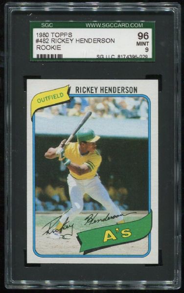1980 Topps #482 Rickey Henderson Rookie SGC 96