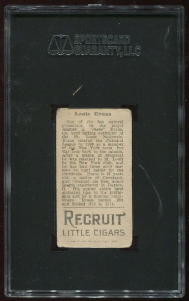 1912 T207 Recruit Louis Evans SGC 40
