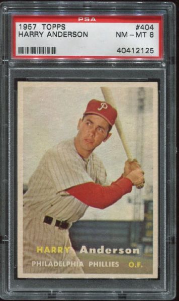 1957 Topps #404 Harry Anderson PSA 8