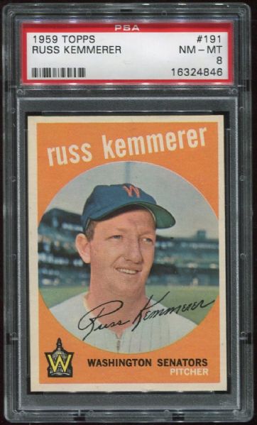 1959 Topps #191 Russ Kemmerer PSA 8