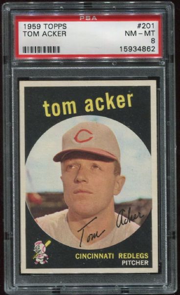1959 Topps #201 Tom Acker PSA 8
