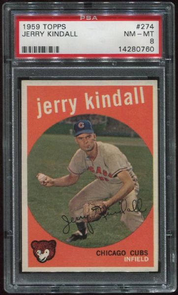 1959 Topps #274 Jerry Kindall PSA 8