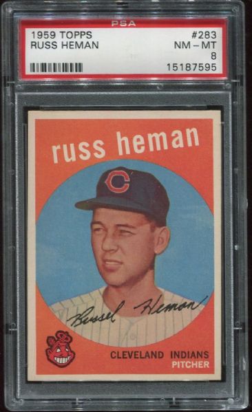1959 Topps #283 Russ Herman PSA 8