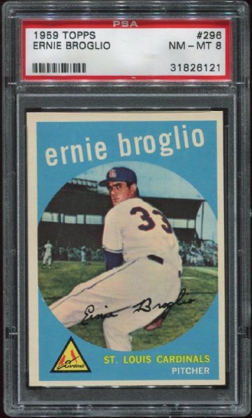 1959 Topps #296 Ernie Broglio PSA 8