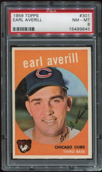 1959 Topps #301 Earl Averill PSA 8