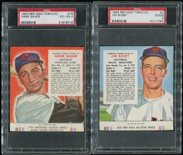 1953 & 1954 Red Man Tobacco Lot of 2 PSA Graded