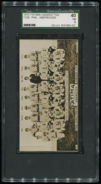 1913 T200 Fatima Philadelphia Americans Team SGC 40
