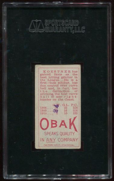 1911 T212 Obak Cigarettes Koestner SGC 40