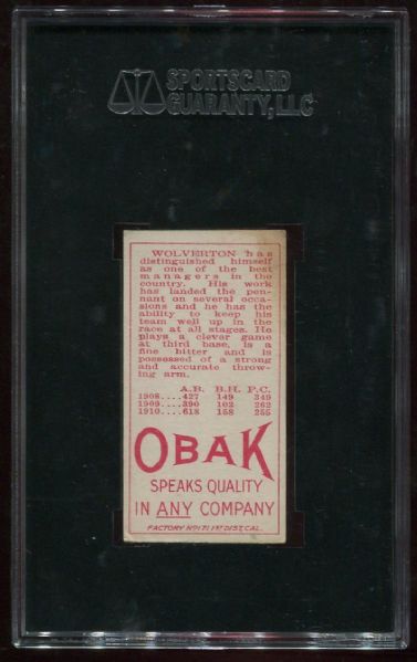 1911 T212 Obak Cigarettes Wolverton SGC 50