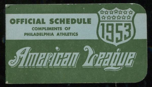 1953 American League Schedule Book