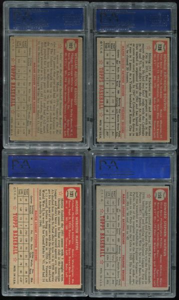 1952 Topps Lot of 4 Assorted PSA 3-4