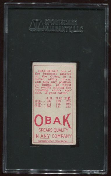 1911 T212 Obak Cigarettes Brashear SGC 30