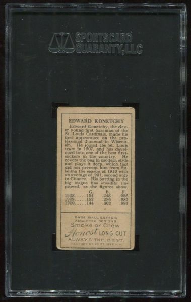 1911 T205 Honest Long Cut Edward Konetchy SGC 40