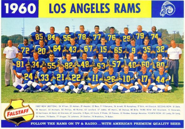 1959-1961 Falstaff Beer Los Angeles Rams Team Cards Lot of 3