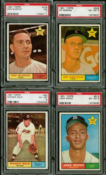 1961 Topps Lot of 7 Assorted PSA & BVG 5-7 with Roberts