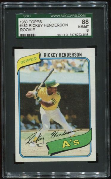 1980 Topps #482 Rickey Henderson Rookie SGC 88