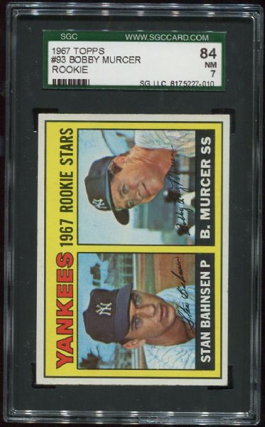 1967 Topps #93 New York Yankees Rookies with Murcer SGC 84