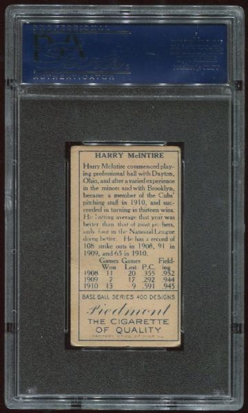 1911 T205 Piedmont Harry McIntire PSA 4