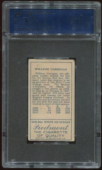 1911 T205 Piedmont Bill Carrigan PSA 4