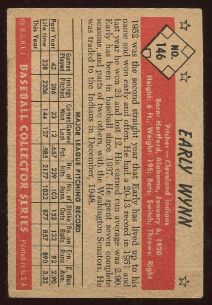 1953 Bowman Color #146 Early Wynn Autographed