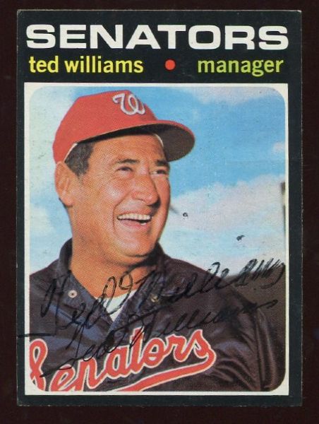 1971 Topps #380 Ted Williams - Autographed