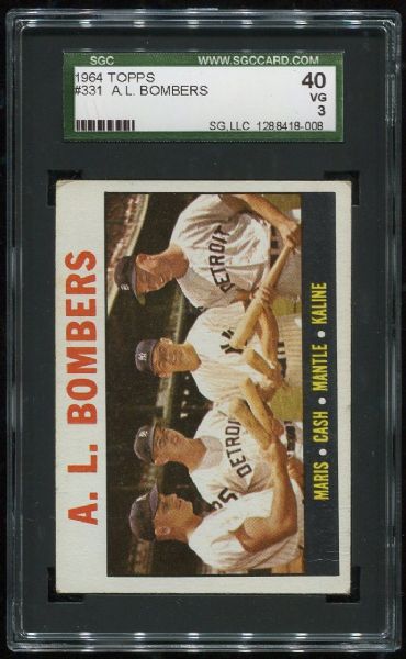 1964 Topps #331 AL Bombers with Mantle SGC 40