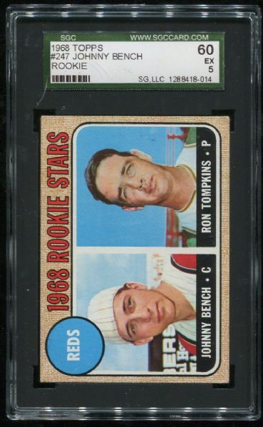 1968 Topps #247 Johnny Bench Rookie SGC 60