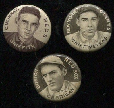 1910-12 P2 Sweet Caporal Pins Lot of 3 w/ Griffith & Meyers