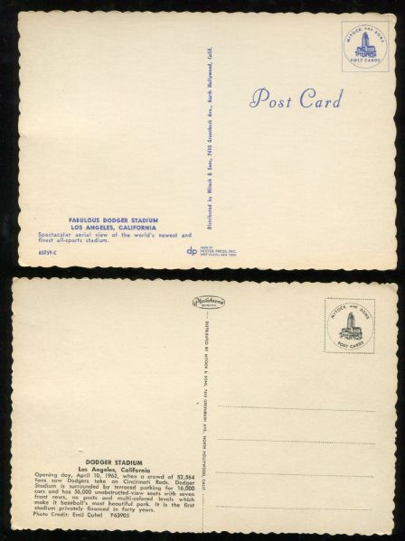 1960s Los Angeles Dodgers Lot of 2 Stadium Postcards