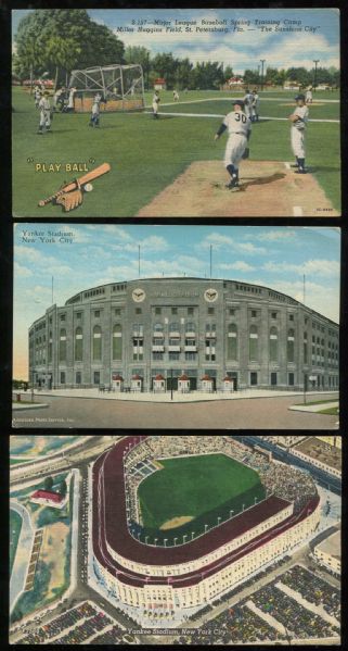 1940s-1960s New York Yankees Lot of 3 Vintage Postcards
