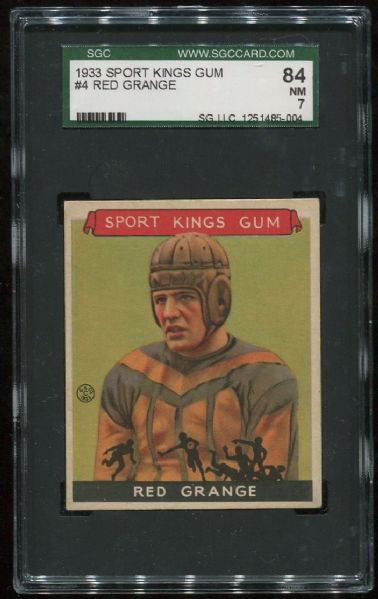 1933 Sport Kings Gum #4 Red Grange SGC 84
