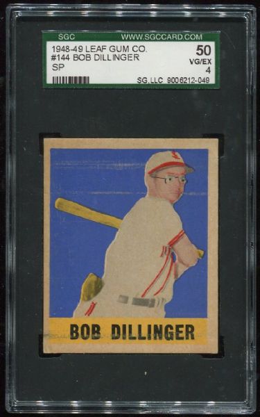 1948 Leaf Gum Co. #144 Bob Dillinger Short Print SGC 50