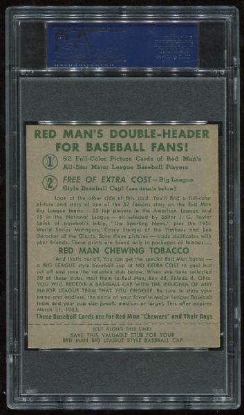 1952 Red Man Tobacco #AL-22 Vic Wertz PSA 8