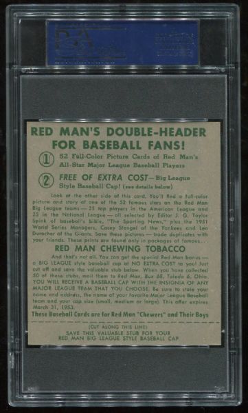 1952 Red Man Tobacco #AL-19 Saul Rogovin PSA 8