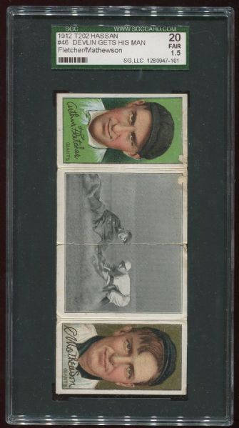 1912 T202 Hassan Devlin Gets His Man w/ Mathewson SGC 20