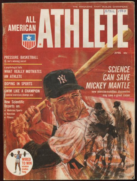 1964 All American Athlete Magazine Mickey Mantle Cover