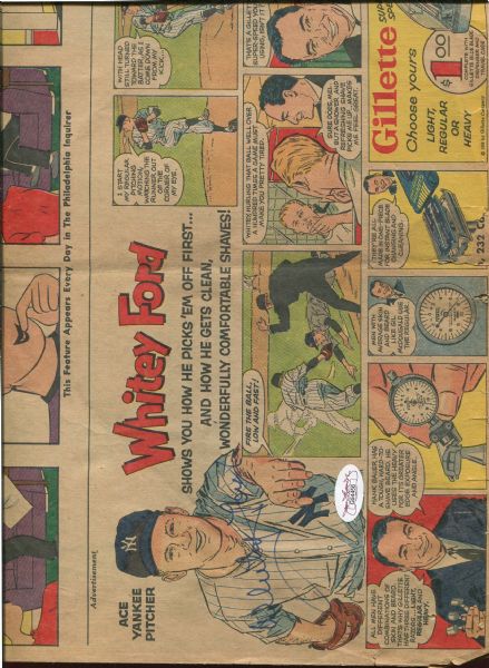 1959 Philadelphia Inquirer Whitey Ford Comic Signed by Ford JSA Authentic