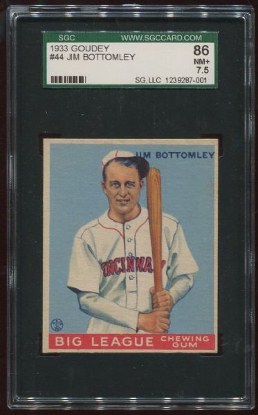 1933 Goudey #44 Jim Bottomley SGC 86