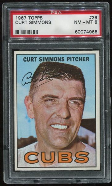 1967 Topps #039 Curt Simmons PSA 8