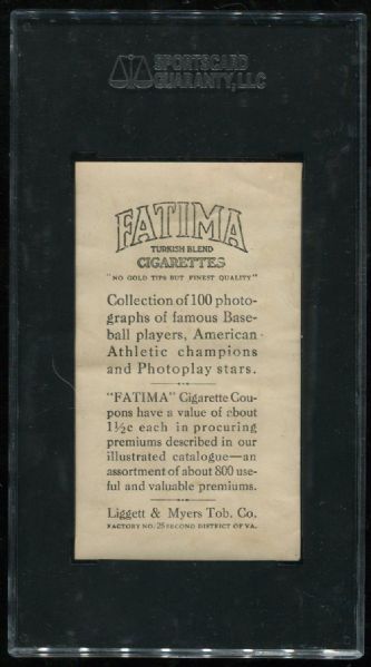 1914 T222 Fatima Cigarettes Roger Bresnahan SGC Authentic