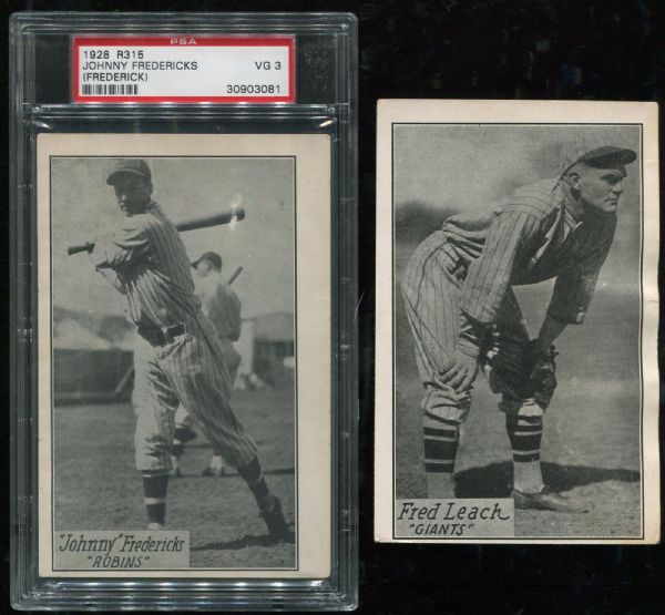 1928 R315 Johnny Fredericks & Fred Leach Lot of 2 PSA